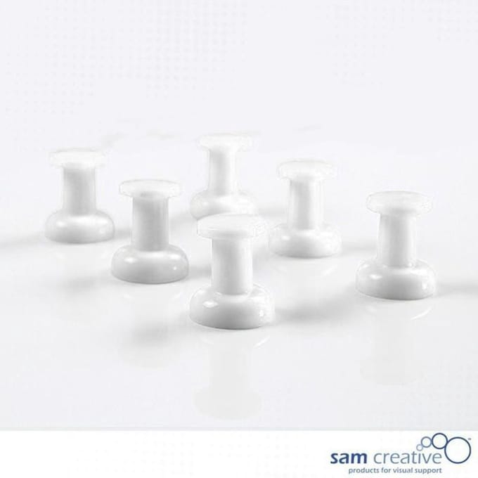 Sam Creative Whiteboard Magneten - Prikbord Jumbo Pins - 20mm - Wit - 6 stuks