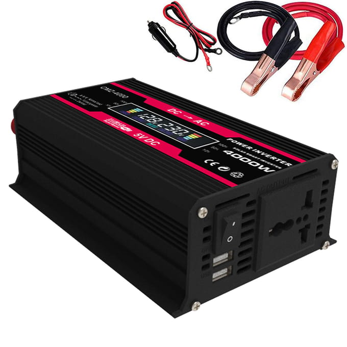 Onduleur à onde sinusoïdale modifiée, puissance de pointe, affichage LED, puissance nominale 300W, 12V DC à AC 220V noir