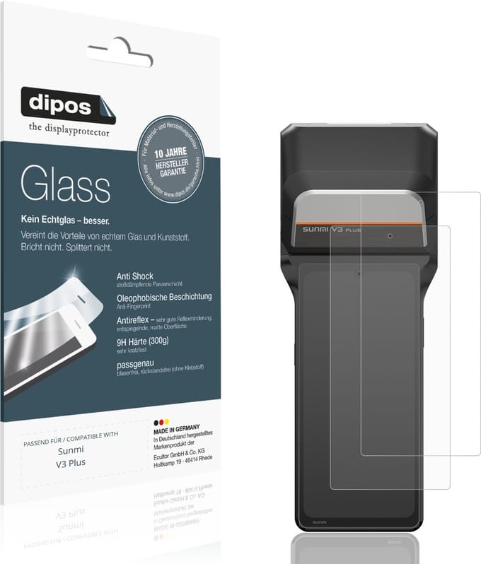 dipos – 2x Matte Pantserfolie geschikt voor Sunmi V3 Plus | 9H Screenprotector
