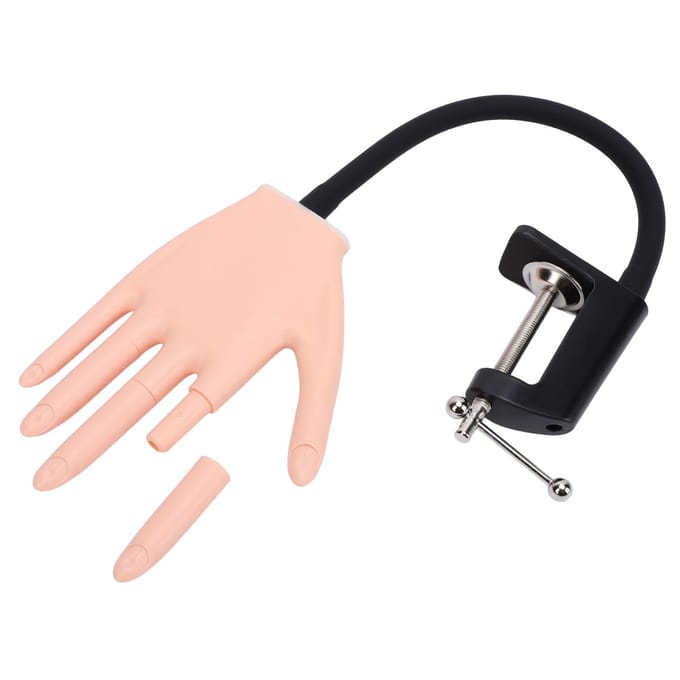Main d'entraînement pour manucure, modèle de main pour ongles, main de mannequin, doigts amovibles, main artificielle avec support pour black