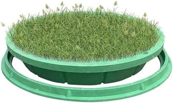 Verzonken Putdeksel - Afdekking Riool - Tuin Afwerking - Onzichtbaar Design - Diameter 60cm - Groen