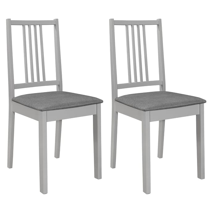 vidaXL - Eetkamerstoelen - met - kussens - 2 - st - massief - hout - grijs