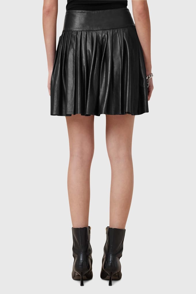 AllSaints Vena Lea Kilt Black Taglia: 8 | Gonne di pelle Outlet | Donna | Nero