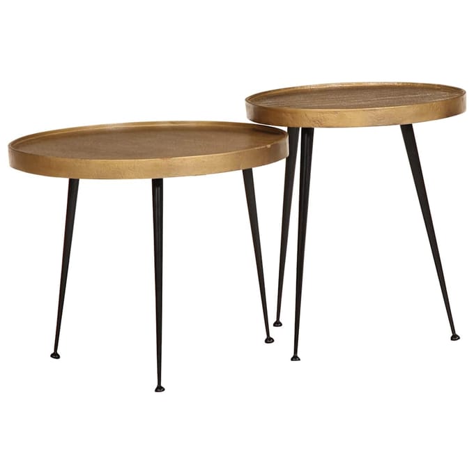 vidaXL - Salontafel - 2 - stuks - Gouden - bewerkt - hout