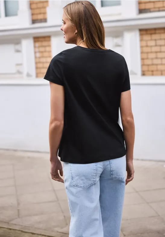 Shirt met korte mouwen en emboidery tekst