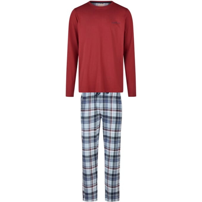 Phil & Co Heren Lange Pyjama Set Rood/Blauw Geruit - Maat M