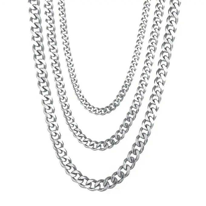 Livano Ketting - Heren - Staal - Nep zilver - Met Hanger - 3mm x 50cm