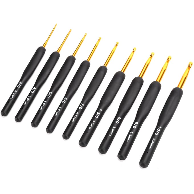 9 stuks haaknaald trui naaigaren zwarte handgreep knutselaccessoires breigereedschap black