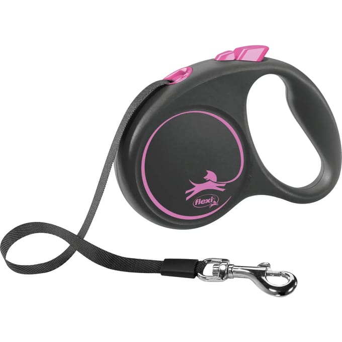 Flexi Zwart Design s leash 5 m 15 kg Roze