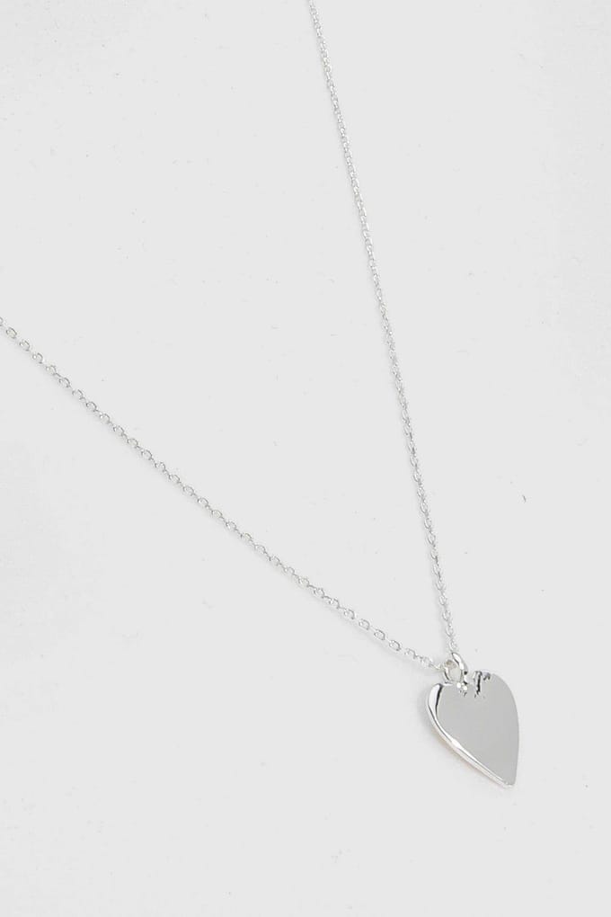 boohoo Dames Fijne Zilveren Hartketting