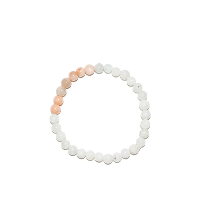 Mix regenboog en roze maansteen armband - Pure