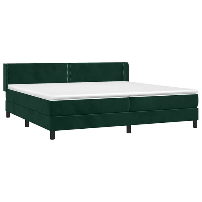 vidaXL - Boxspring - met - matras - fluweel - donkergroen - 200x200 - cm