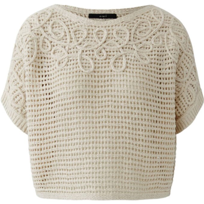 Gebreide pullover met boothals en 1/2-mouwen