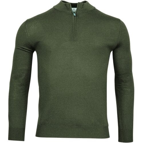 Thomas Maine Trui Fine Merino Skipper Half Zip Single Knit Donker Groen / male
