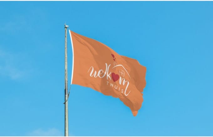 Oranje Welkom Thuis Vlag 100x150cm