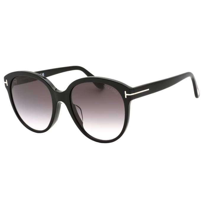 Tom Ford Gradient Smoke Lensed Glanzende zwarte plastic zonnebril