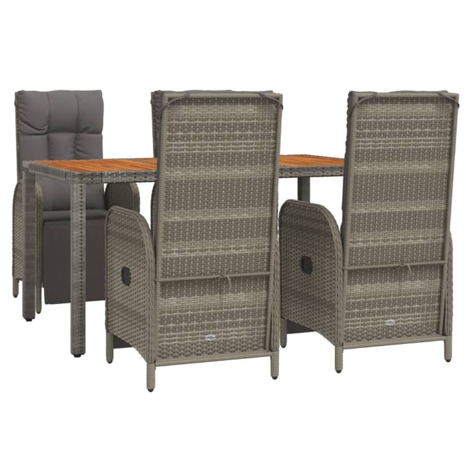 vidaXL - 5-delige - Tuinset - met - kussens - poly - rattan - grijs