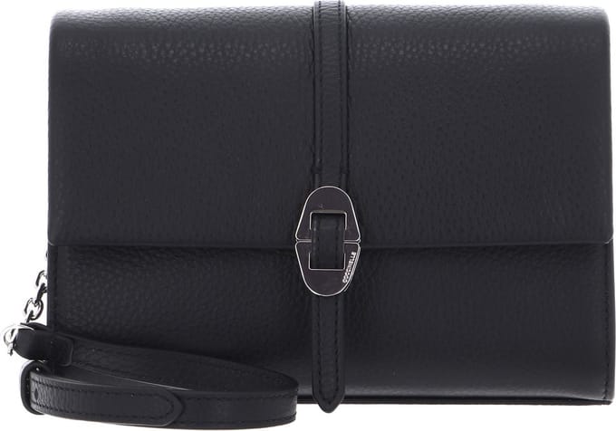 COCCINELLE Leren Schoudertas Dorian Mini Bag Grained Leather Noir Zwart