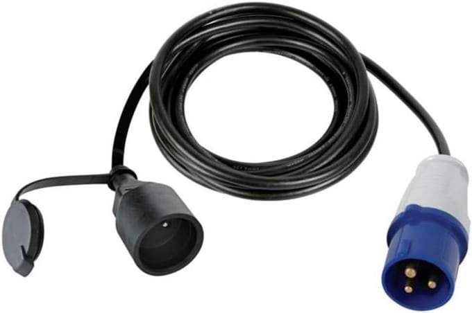 Verlengkabel Adapter Rubber Blauw 3 Meter 16A Voor Binnen en Buiten