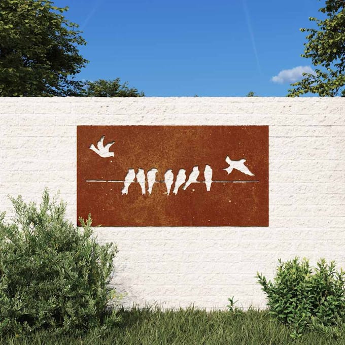 vidaXL - Wanddecoratie - tuin - vogelontwerp - 105x55 - cm - cortenstaal