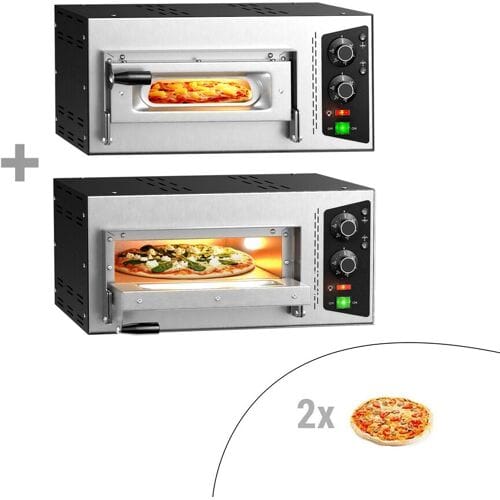 GGM Gastro (2 Stück) Elektro Pizzaofen - 1+1x 35cm - Manuell Zilver