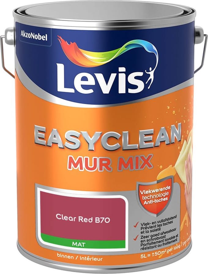 Levis - Easyclean Mur Mat Mix - Clear Red B70 - Mengverf - 5 L