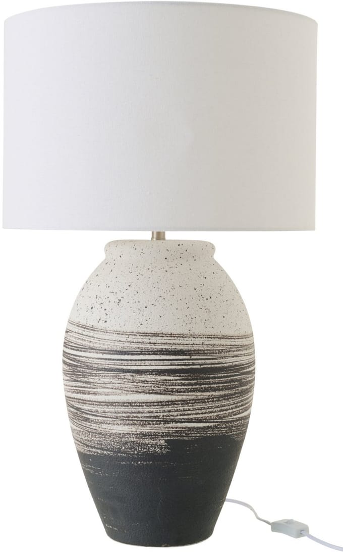 J-Line tafellamp Rolph - keramiek - zwart/beige