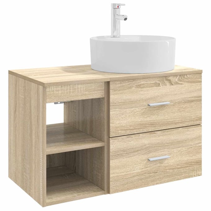 vidaXL - Badkamermeubel - Set - 2 - st - Sonoma - Eiken - Bewerkt - hout