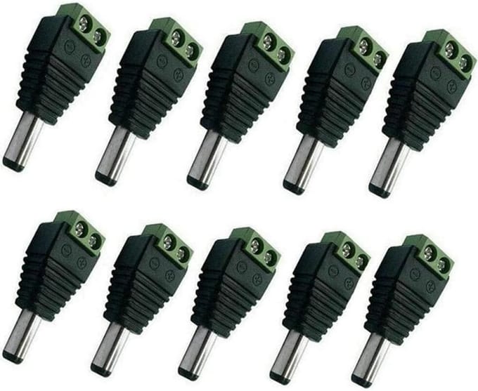 10 Stuks DC Voedingskabel Mannelijke Connector Plug 5.5mm x 2.1mm voor CCTV Camera