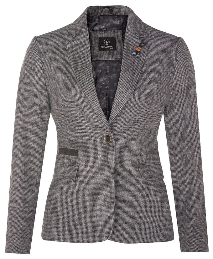 Dames Tweed jaren 1920 visgraatgrijze blazer