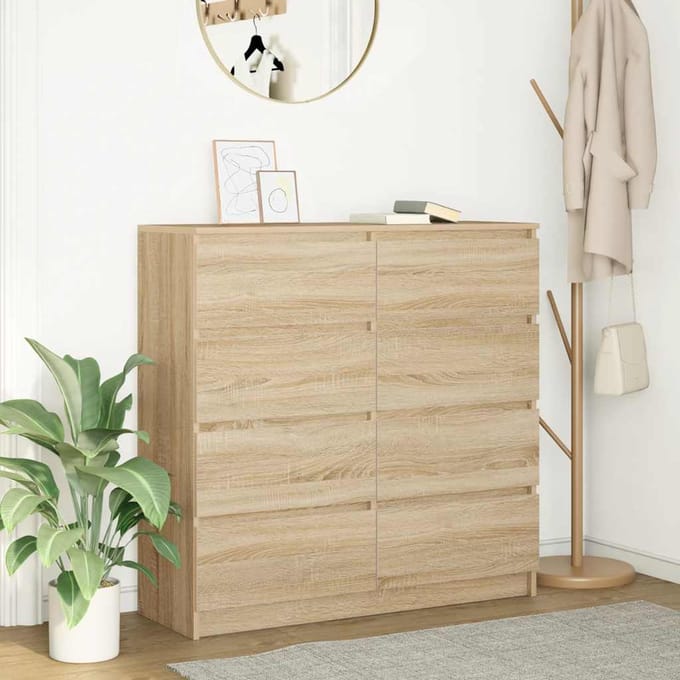 vidaXL - Dressoir - 100x35x99 - cm - bewerkt - hout - sonoma - eikenkleurig