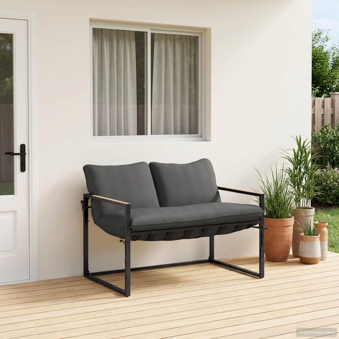 vidaXL - Tuinbank - Set - Zwart - en - Anthraciet - Staal