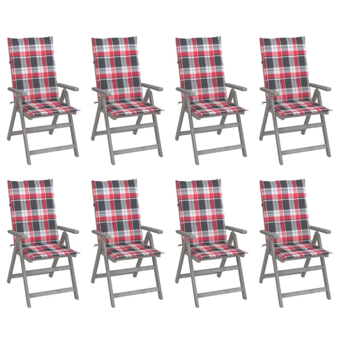 vidaXL - Tuinstoelen - 8 - st - verstelbaar - met - kussens - acaciahout - grijs