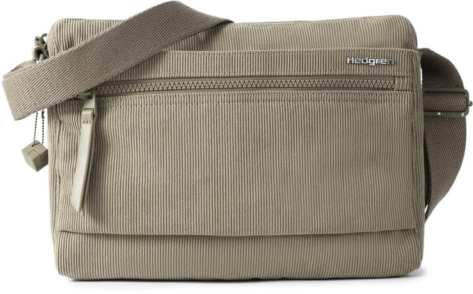 Hedgren Eye Medium Dames Crossbodytas met RFID-bescherming – Middelgroot – Ribfluweel String Beige