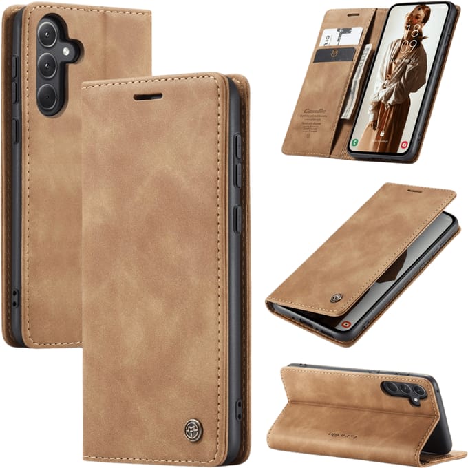 Caseme Samsung Galaxy A56 Business Bookcase Hoesje Bruin