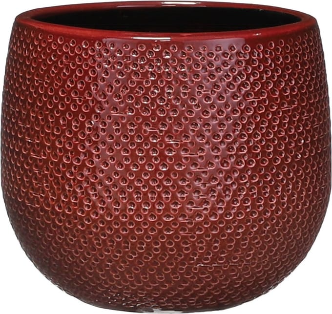 Mica Decorations Bloempot - bordeaux - keramiek - 16 x 14 cm - plantenpotten
