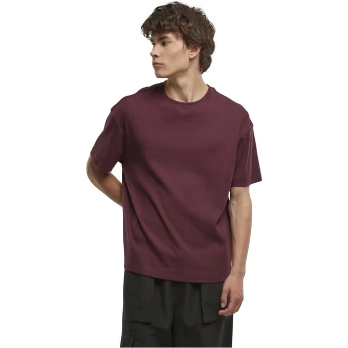 Urban Classics - Rib Shortsleeve Heren Tshirt - S - Rood