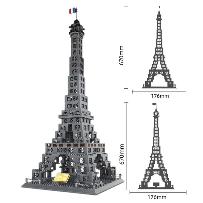 976 STUKS Eiffeltoren Bouwstenen Creatief Assemblagespeelgoed Mooie Woondecoratie Cadeau Klein Deeltje DIY Model gray