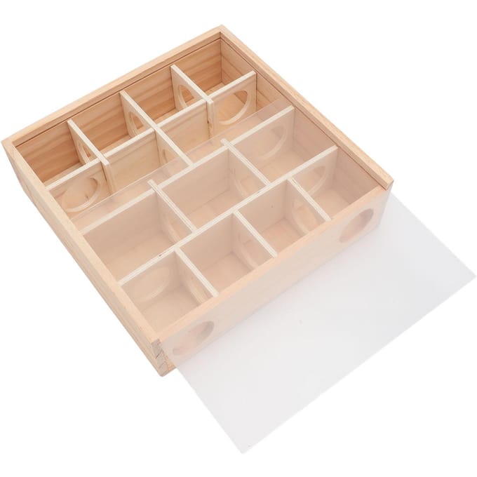 Houten Hamster Tunnel Doolhof met Deksel Interactief Hamster Schuilplaats Tunnel Verken Speelgoed voor beige