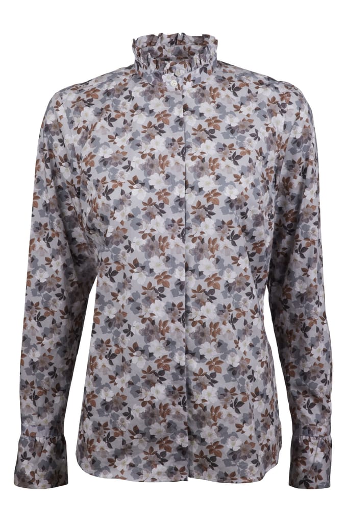 Stenströms Darya Blouse Light Grey Pattern Maat: 34 | Longsleeves Outlet | Dames | Wit