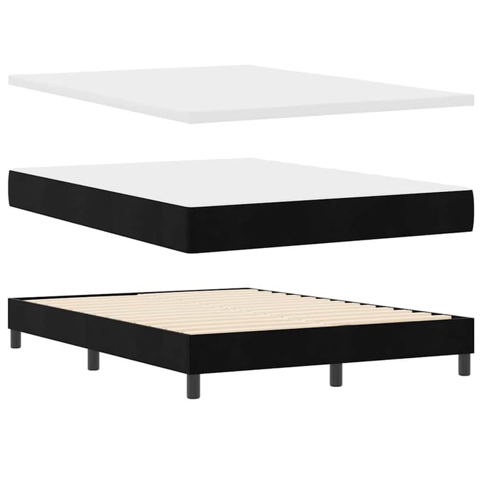 vidaXL - Boxspring - bed - met - hoofdeinde - Zwart - 190 - x - 140 - cm - Fluweel