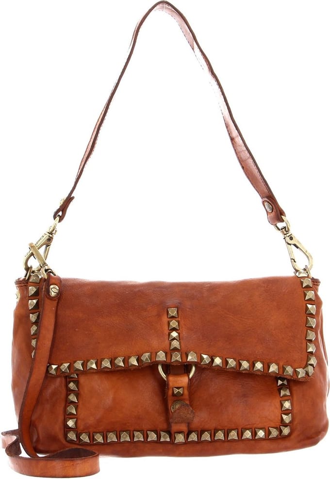 CAMPOMAGGI Leren Schoudertas Crossbody Bag Cognac Terracotta