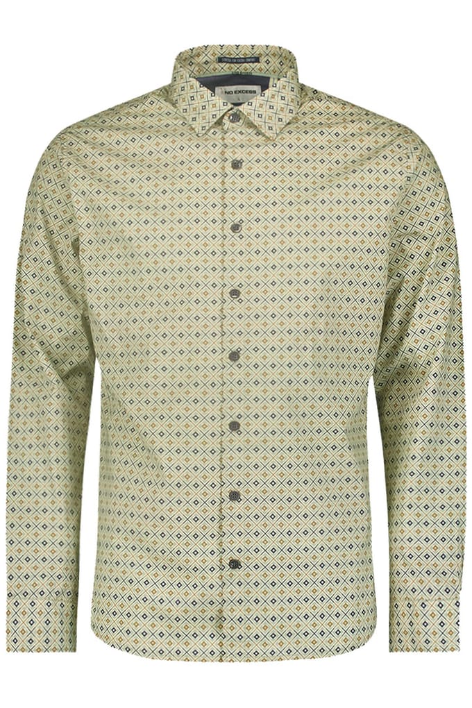 No Excess Shirt Stretch Allover Printed Smoke Größe: S | Casual hemden Outlet | Herren