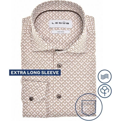 Ledûb Overhemd Fantasy Circle Star Extra Long Sleeve Mouwlengte 7 Midden Bruin / male