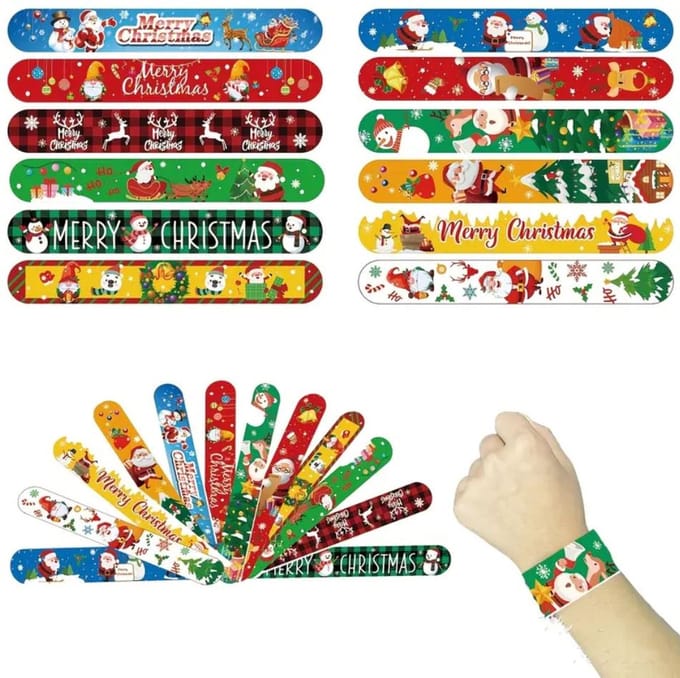 12 stuks klap armbanden kerst