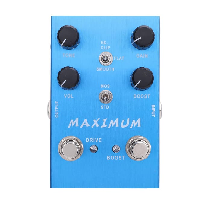 Overdrive Dubbel Kanaal Pedaal Drive Boost Knop Effect Pedaal voor Elektrische Gitaar Bas DC 9V Ingang blue