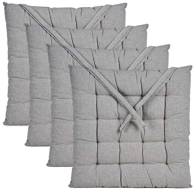 Giftdecor Stoelkussen Decorama - 4x - binnen/buiten - lichtgrijs - 40 x 40 x 5 cm - polyester