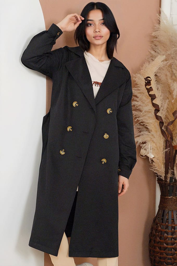 Dubbelgeknoopt Lange Trenchcoat