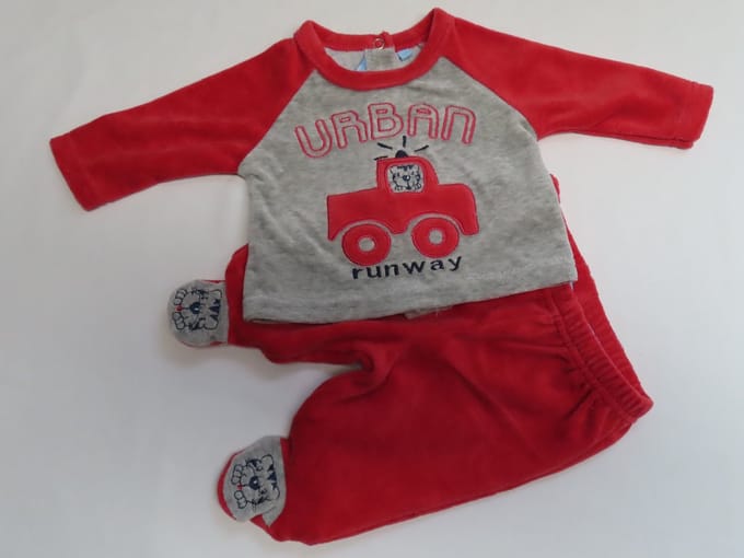 Ensemble - jongens - Fluweel - Urban - rood / grijst - 0 maand 50