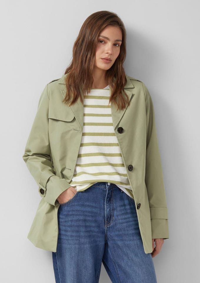 Regular fit Trenchcoat van Katoenmix